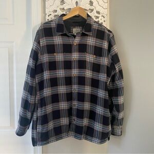 L.L. Bean Mens Fleece Lined Flannel Shacket Jacket VTG Sz L Gorpcore 90's Blue